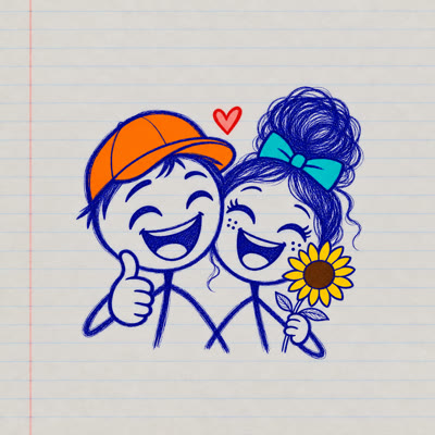 Zé e Lia rindo juntos, ela com girassol